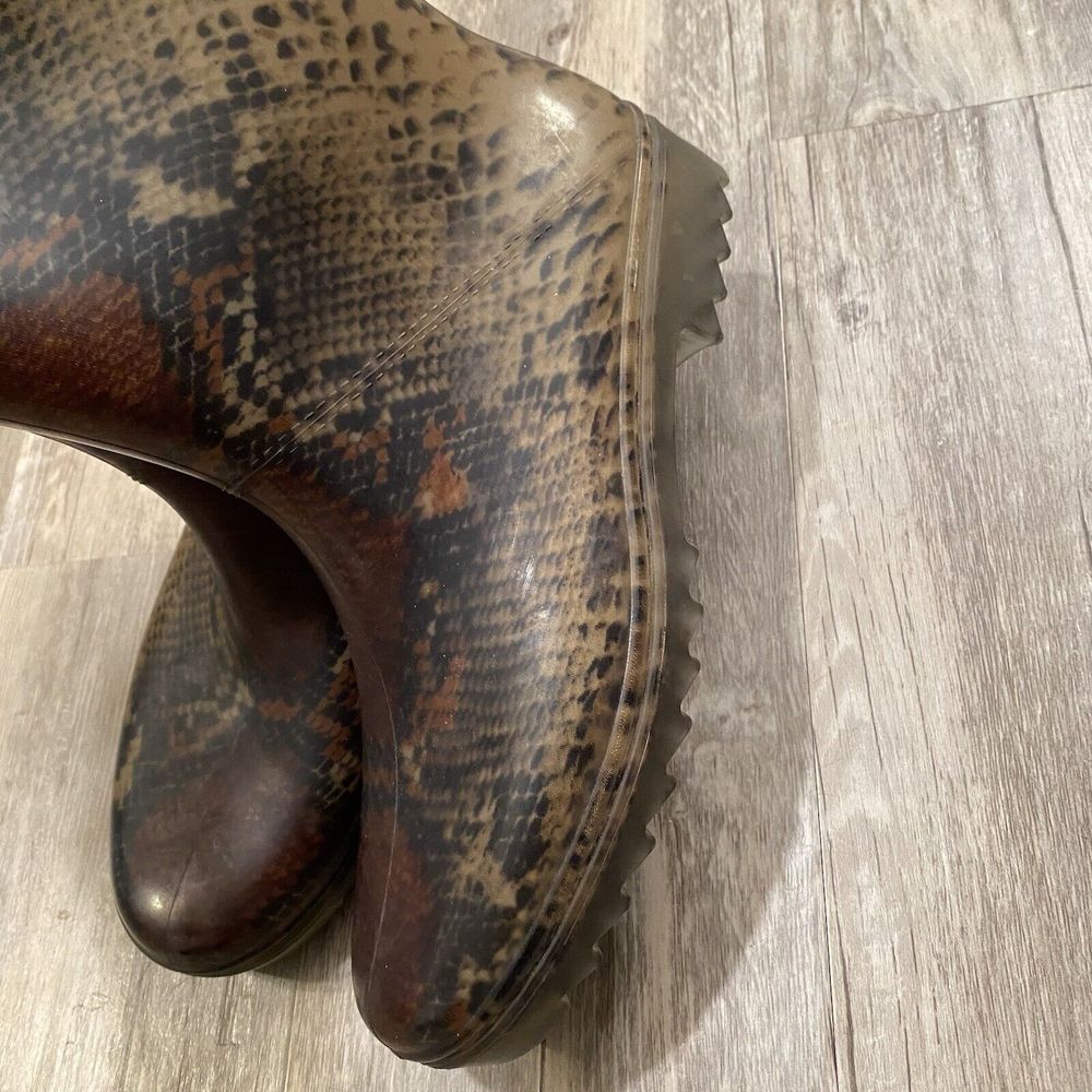 Stuart Weitzman Brown Snake Print Rain Boots - image 5